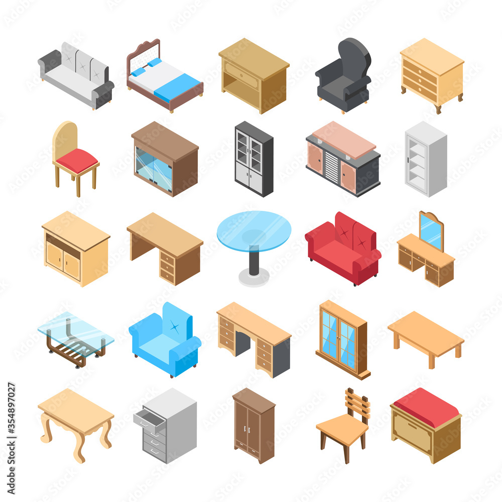 Furniture Flat Vector Icons 