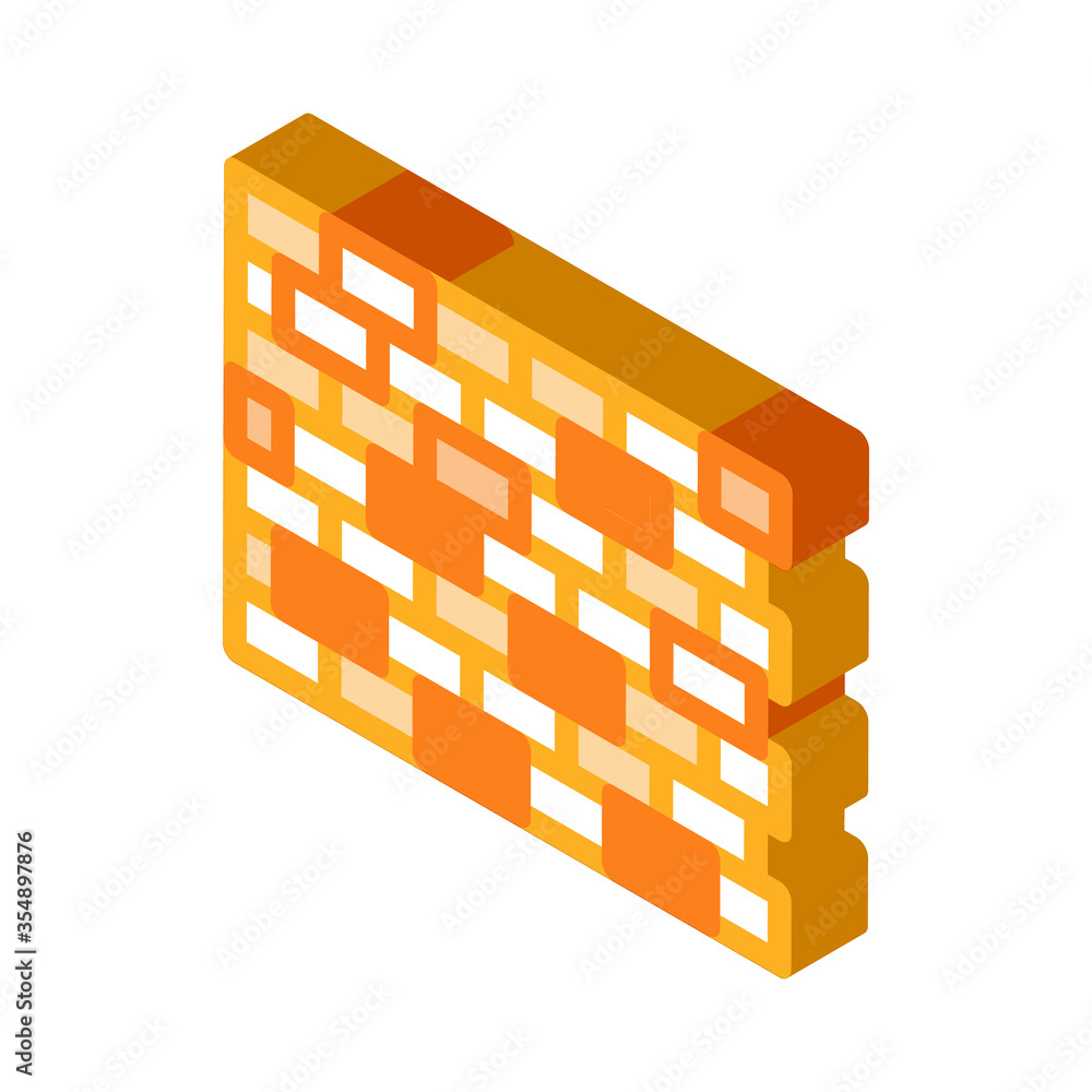 Brick Wall Icon Vector. Isometric Brick Wall sign. color isolated symbol illustration Brick Wall Icon Vector. Isometric Brick Wall sign. color isolated symbol illustration