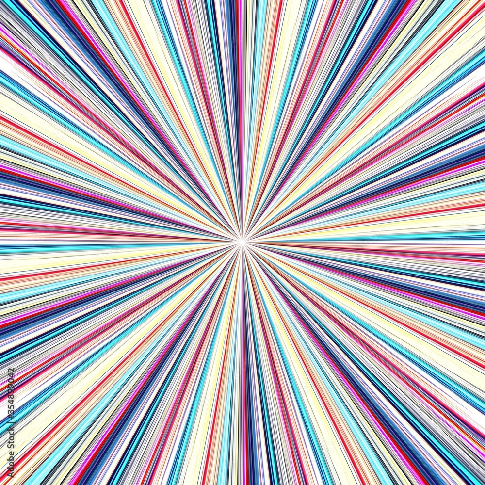 Multi colored concentric lines on a white background