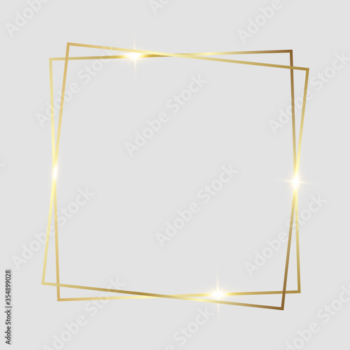 Golden shiny glowing frame isolated
