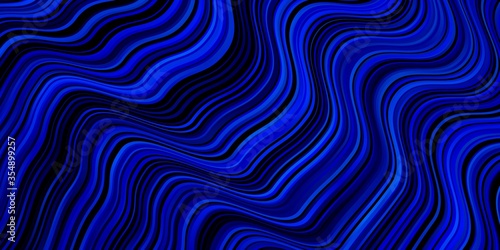 Dark BLUE vector pattern with curves. Colorful geometric sample with gradient curves. Template for your UI design.