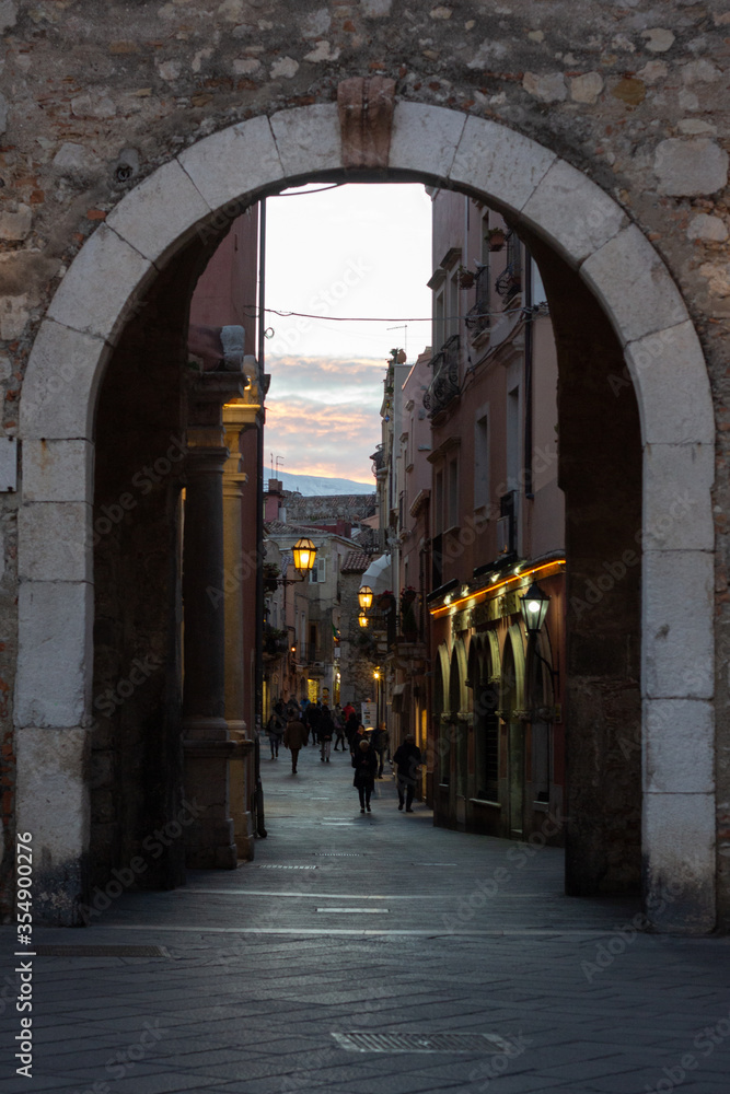 Street in Taormina Sicily.