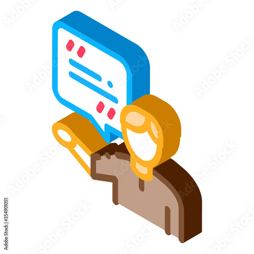 Actor Man with Replica Icon Vector. Isometric Actor Man with Replica Sign. Color Isolated Symbol Illustration