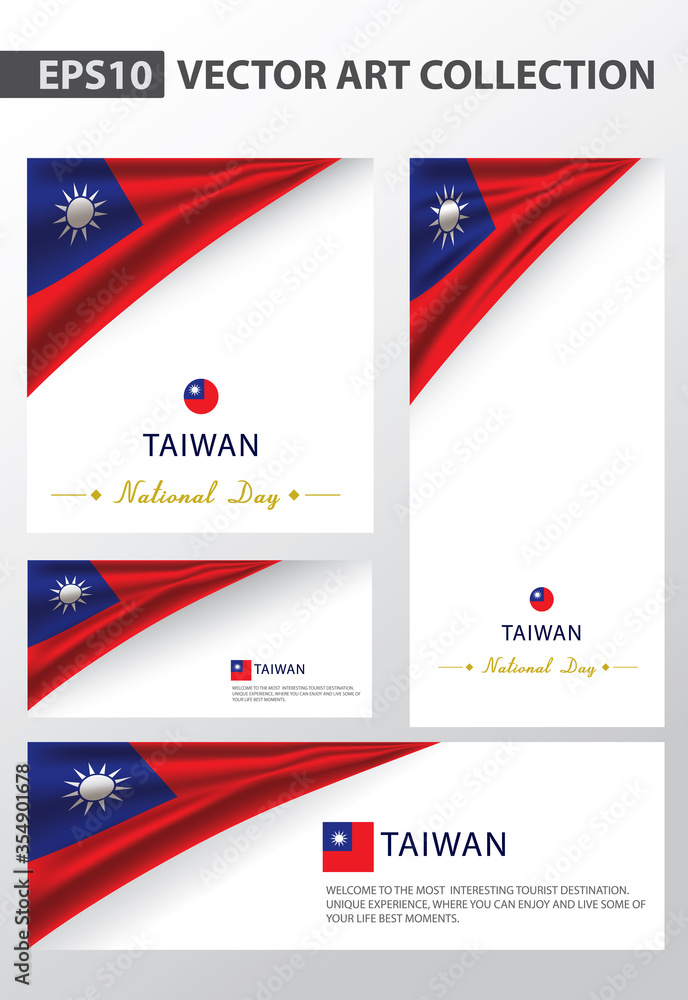 TAIWAN Colors Background Collection,TAIWANESE National Flag (Vector Art)
