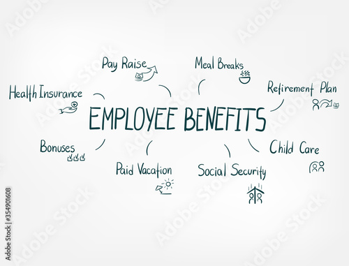 employee benefits doodle vector concept isolated sign symbol