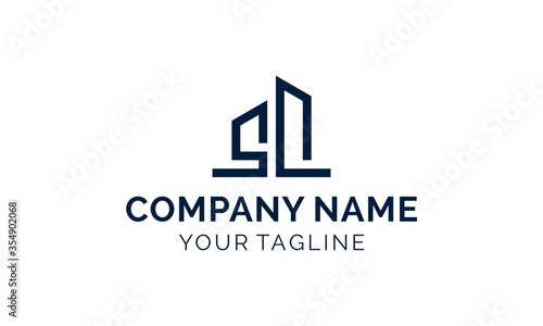 modern simple initial / letter SL construction logo design