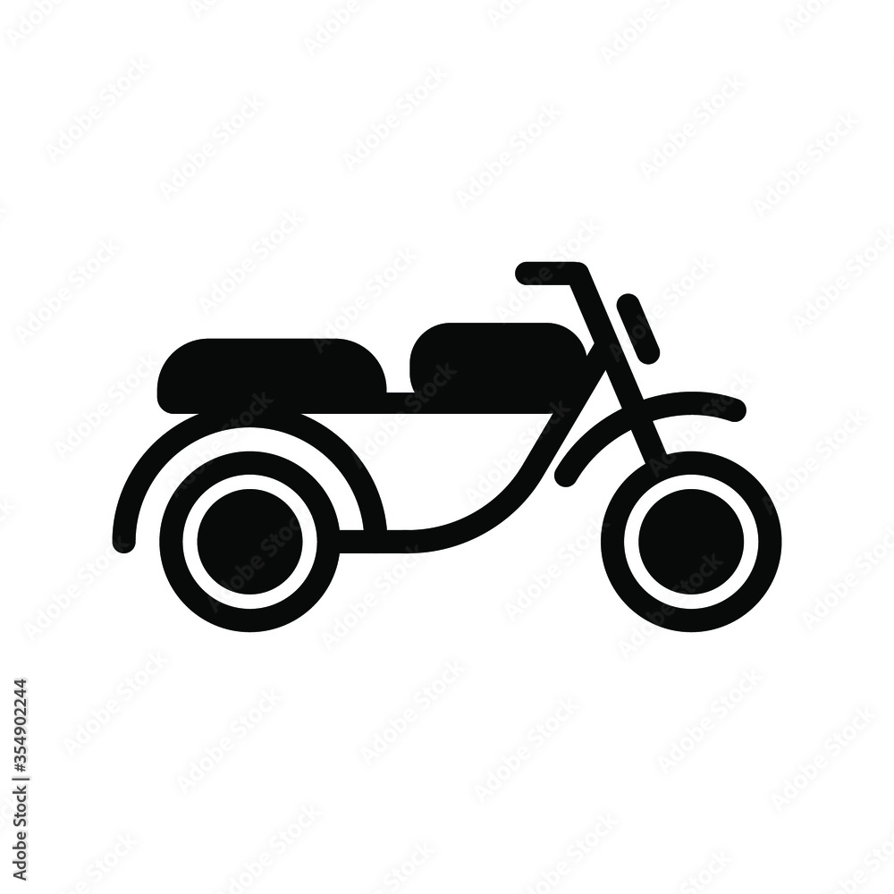 Motorcycle icon on isolated white background, Motorbike glyph icon, Solid vector sign, Glyph style pictogram isolated on white. Motorcycle icon vector illustration
