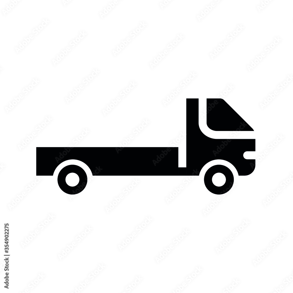 Mini delivery truck icon on isolated white background, Pickup glyph icon, Solid vector sign, Glyph style pictogram isolated on white. Pickup Truck icon vector illustration