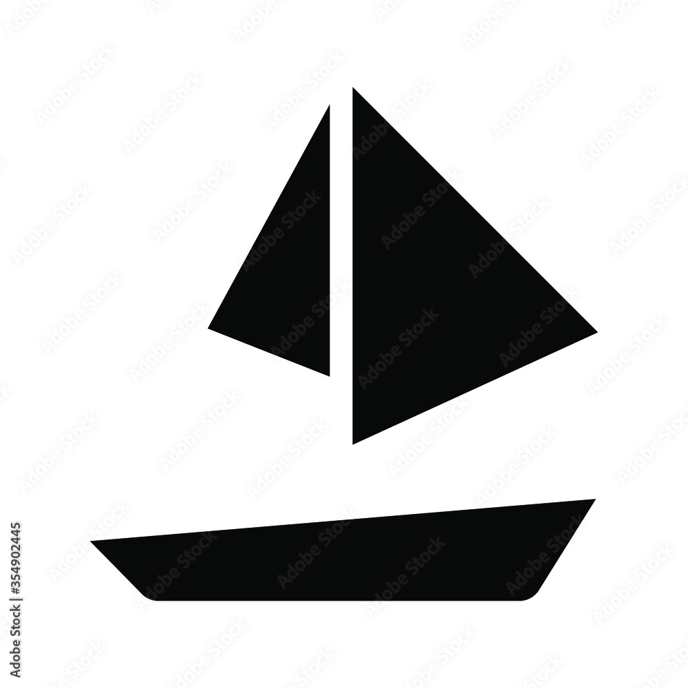 Sailboat icon on isolated white background, Sailboat glyph icon, Solid vector sign, Glyph style pictogram isolated on white. Sailboat icon vector illustration Sailboat icon on isolated white background, Sailboat glyph icon, Solid vector sign, Glyph style pictogram isolated on white. Sailboat icon vector illustration