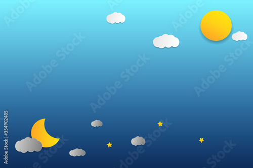 Sun  moon and stars. Day and night vector banners isolated.