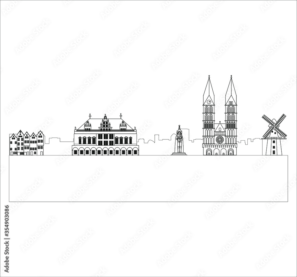 Skyline of the city of Bremen in Germany. illustration for web and mobile design.