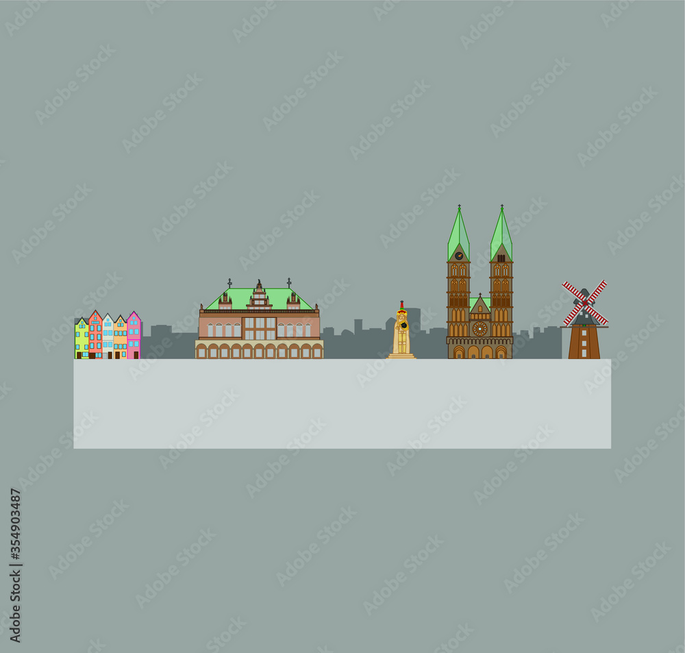 Fototapeta premium Skyline of the city of Bremen in Germany. illustration for web and mobile design.