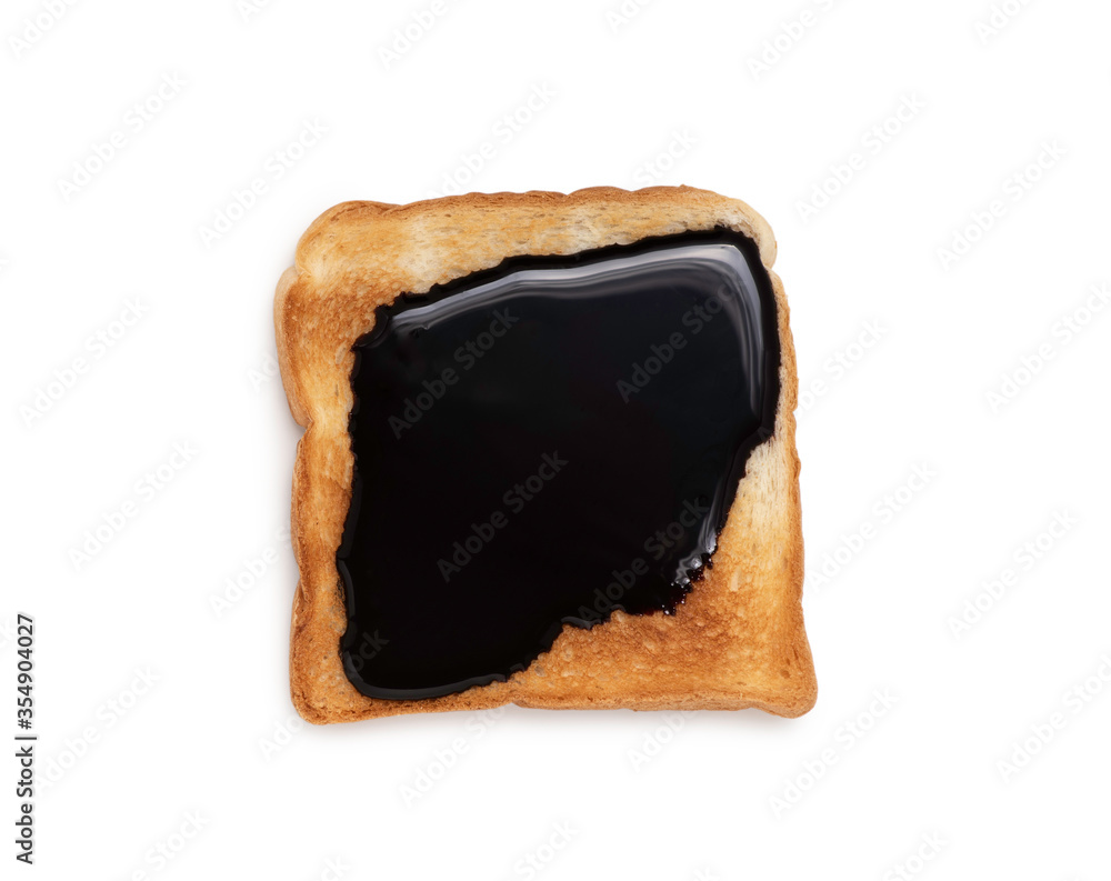 dark chocolate on bread toast on white background dark chocolate on bread toast on white background