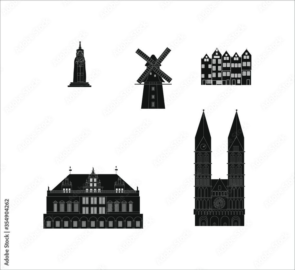 Skyline of the city of Bremen in Germany. illustration for web and mobile design.