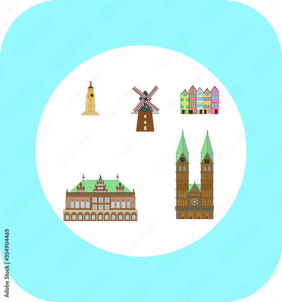 Fototapeta premium Skyline of the city of Bremen in Germany. illustration for web and mobile design.