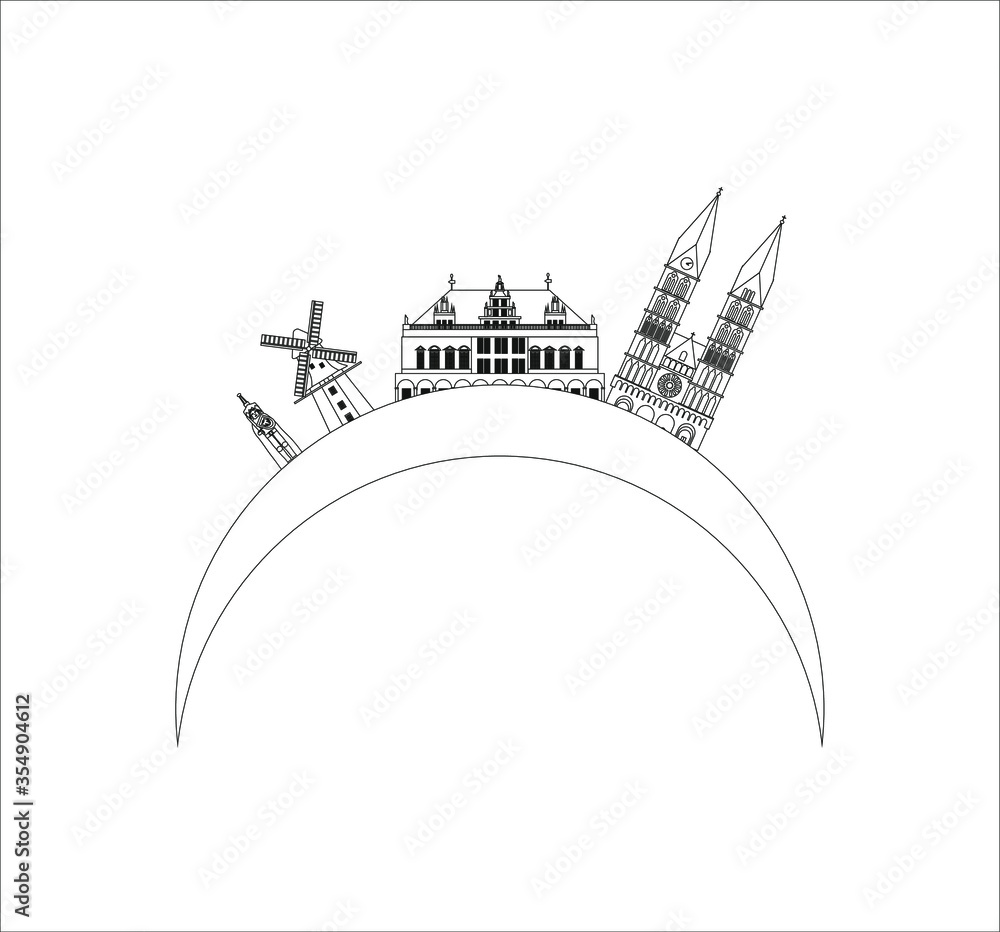 Skyline of the city of Bremen in Germany. illustration for web and mobile design. Skyline of the city of Bremen in Germany. illustration for web and mobile design.