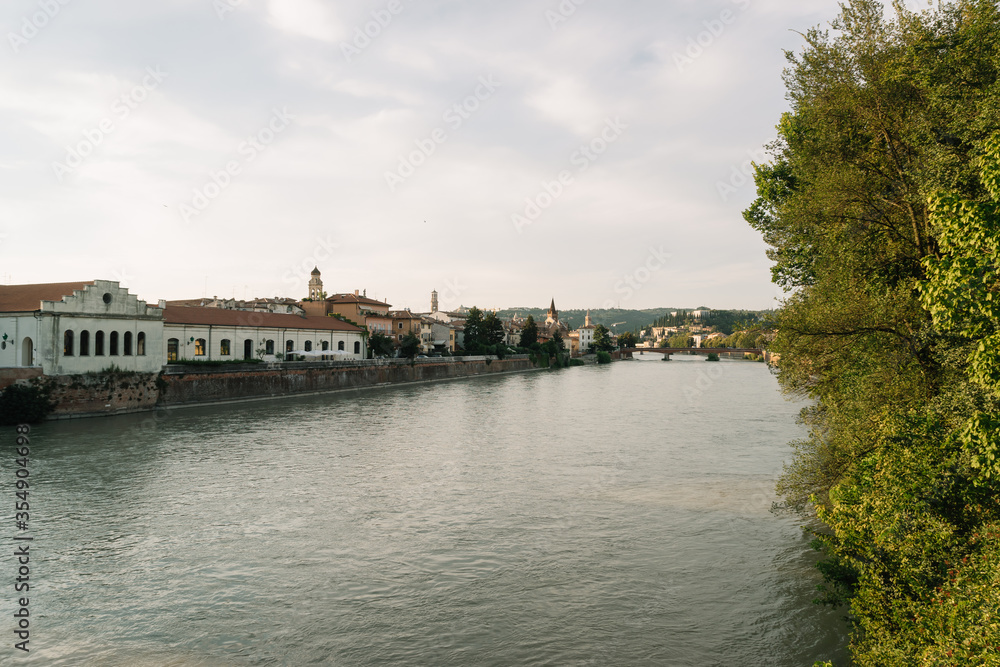 Adige river in Verona in Summer