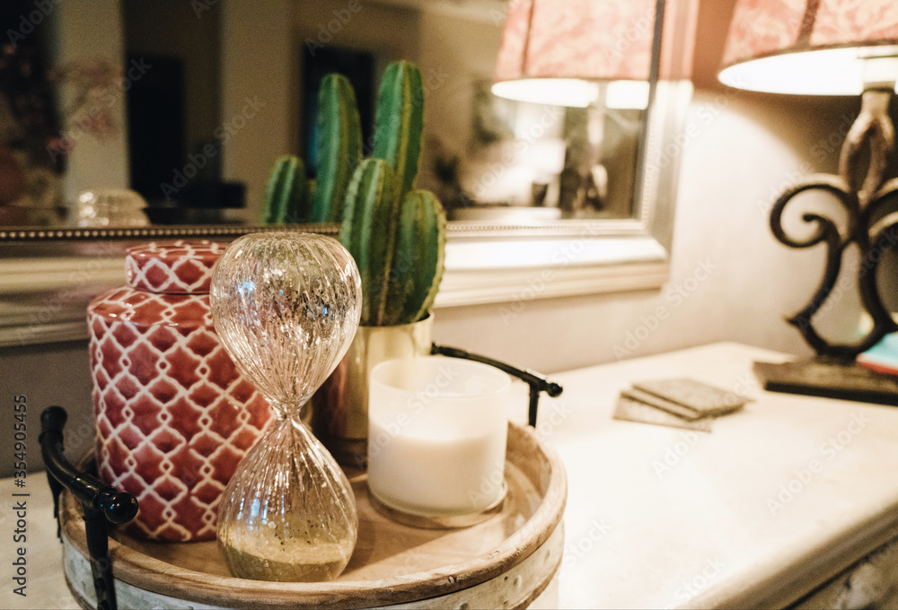 Cozy home decor with candle