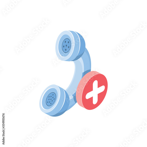 Medical call phone. Vector 3d isometric, color web icon, new flat style. Creative illustration design, isolated graphic idea for infographics.