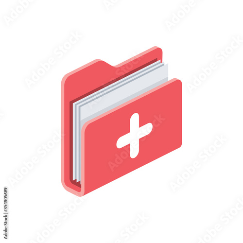 Medical folder archive. Vector 3d isometric, color web icon, new flat style. Creative illustration design, isolated graphic idea for infographics.