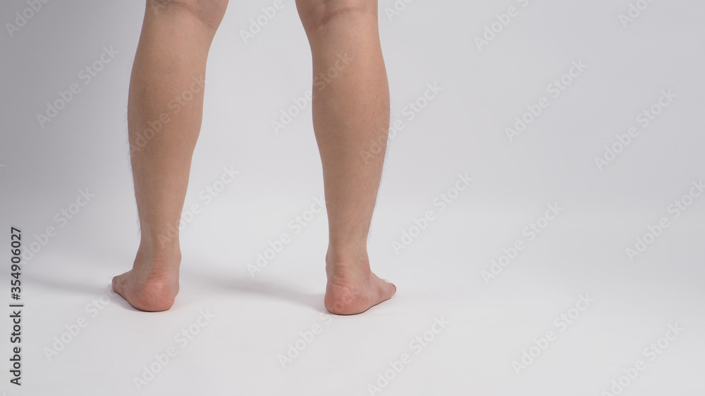 Asian Male barefoot is isolated on white background. Asian Male barefoot is isolated on white background.