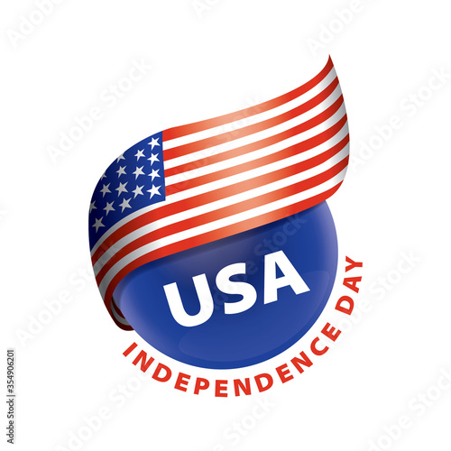 Independence day background and badge logo with US flag