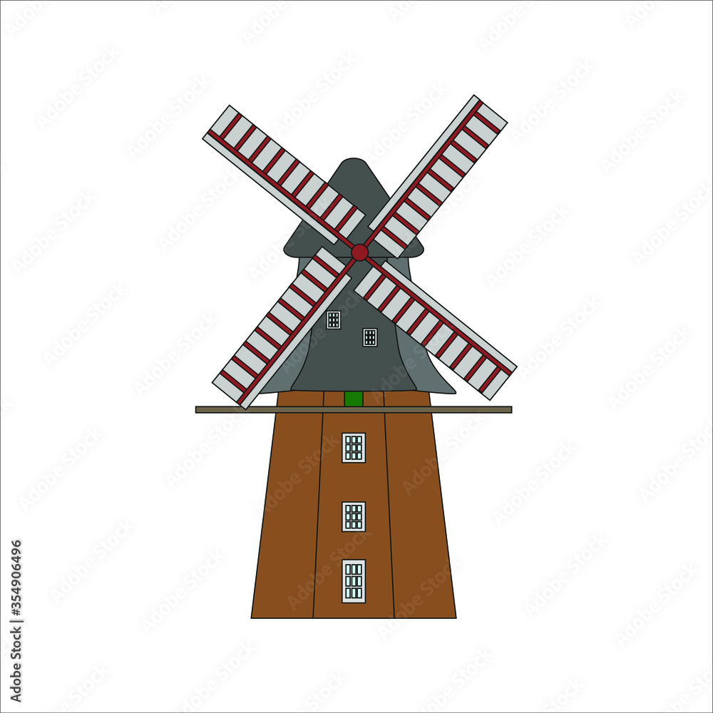 mill of the city of bremen in germany. illustration for web and mobile design. mill of the city of bremen in germany. illustration for web and mobile design.