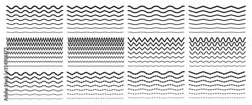Seamless wavy zigzag line set. Graphic design border elements collection for decoration. 