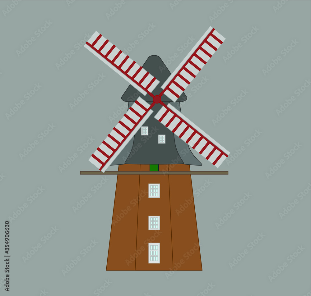 mill of the city of bremen in germany. illustration for web and mobile design. mill of the city of bremen in germany. illustration for web and mobile design.