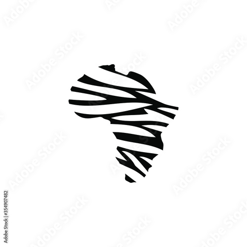 Africa map striped logo in flat color style. Continent safari explore travel 