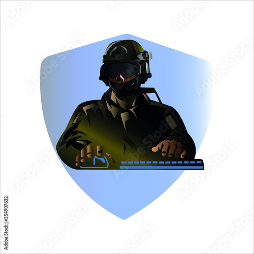 Military soldier logo mascot template. Soldier special force vector icon. Warrior mascot