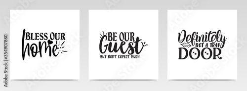 Doormat quotes letter typography set illustration.