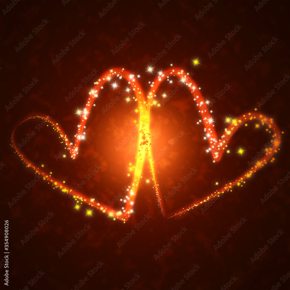  burning hearts with sparkles