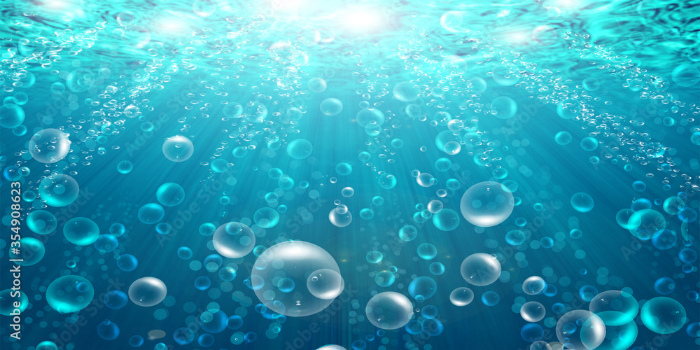 bubbles in the blue water