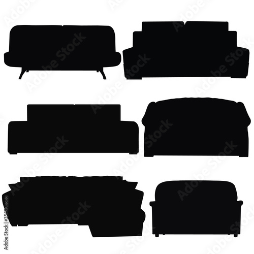 Set of upholstered sofas. Vector image