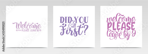 Doormat quotes letter typography set illustration.