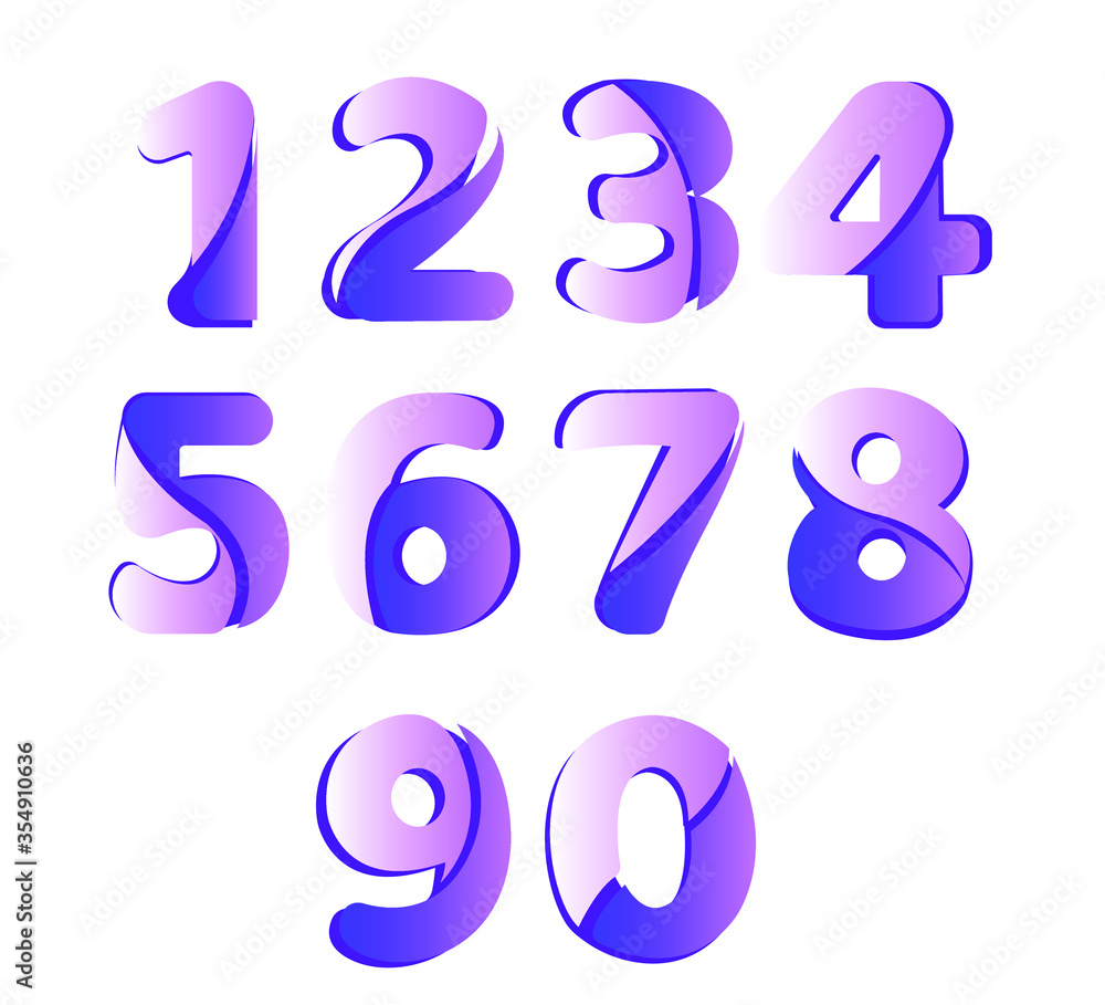 Set of Pink numbers 1, 2, 3, 4, 5, 6, 7, 8, 9, 0 . 3d illustration. Suitable for use on advertising banners posters flyers promotional items birthday Set of Pink numbers 1, 2, 3, 4, 5, 6, 7, 8, 9, 0 . 3d illustration. Suitable for use on advertising banners posters flyers promotional items birthday