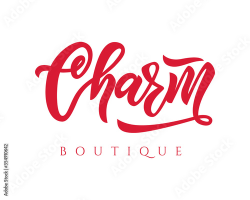 Hand lettering logo Charm boutique. Vector illustration