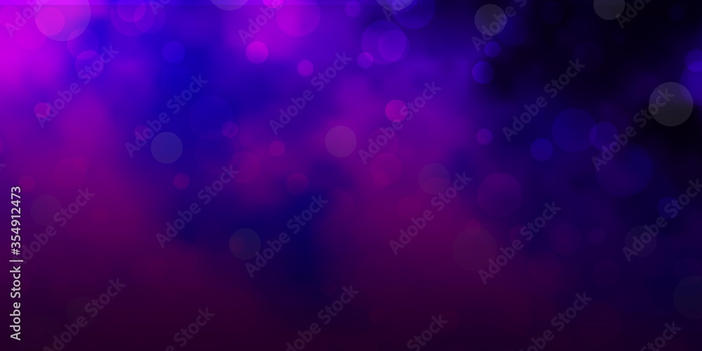 Light Purple, Pink vector backdrop with dots. Abstract colorful disks on simple gradient background. Pattern for booklets, leaflets.