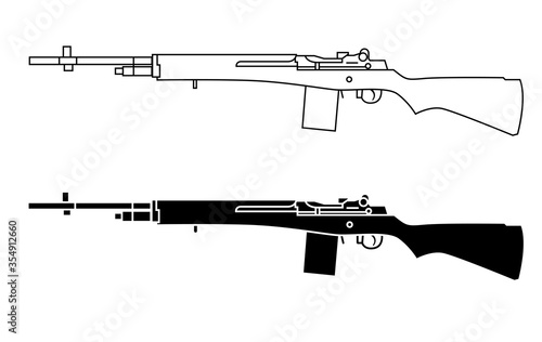 M14 rifle. American select-fire rifle.	 photo