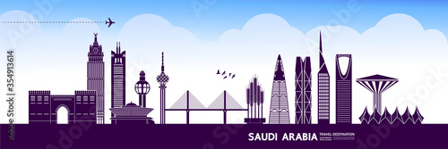 Saudi Arabia travel destination grand vector illustration. 