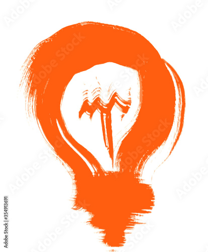 Sketch in broad strokes the orange bulbs with paint. element for design