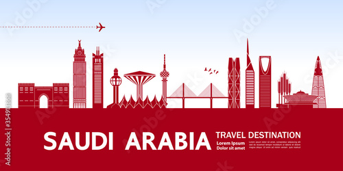 Saudi Arabia travel destination grand vector illustration. 