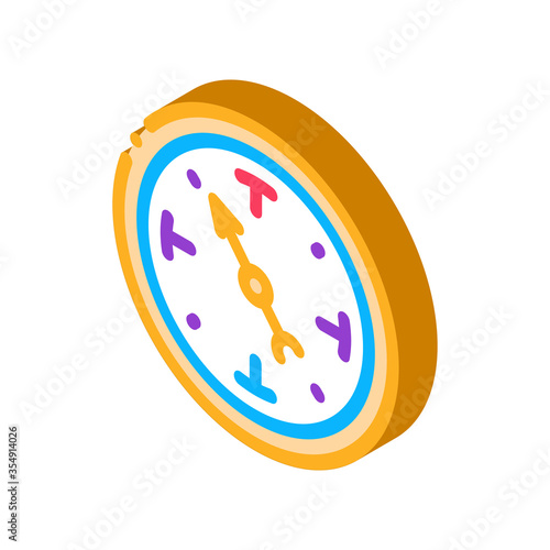 clock shows time icon vector. isometric clock shows time sign. color isolated symbol illustration