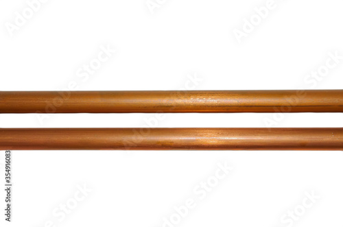 copper metal pipe on white background