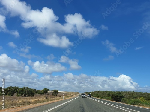 Road in highway and blue sky in background