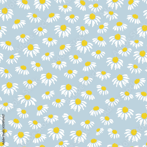 Vászonkép Cute hand drawn floral seamless pattern, chamomile background, great for textile