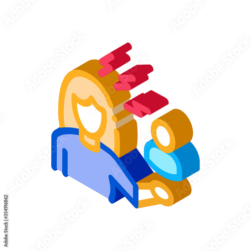 female discussion and conviction icon vector. isometric female discussion and conviction sign. color isolated symbol illustration