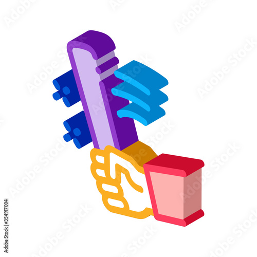 man hand with bat icon vector. isometric man hand with bat sign. color isolated symbol illustration