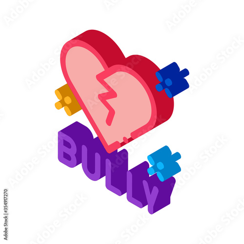 bully broken heart icon vector. isometric bully broken heart sign. color isolated symbol illustration